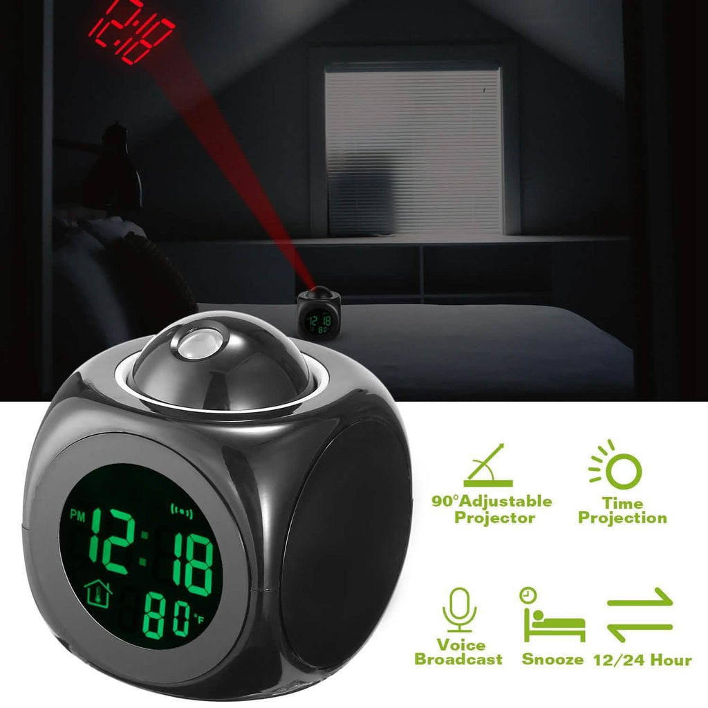 Réveil à projection LCD avec fonction d'annonce vocale
