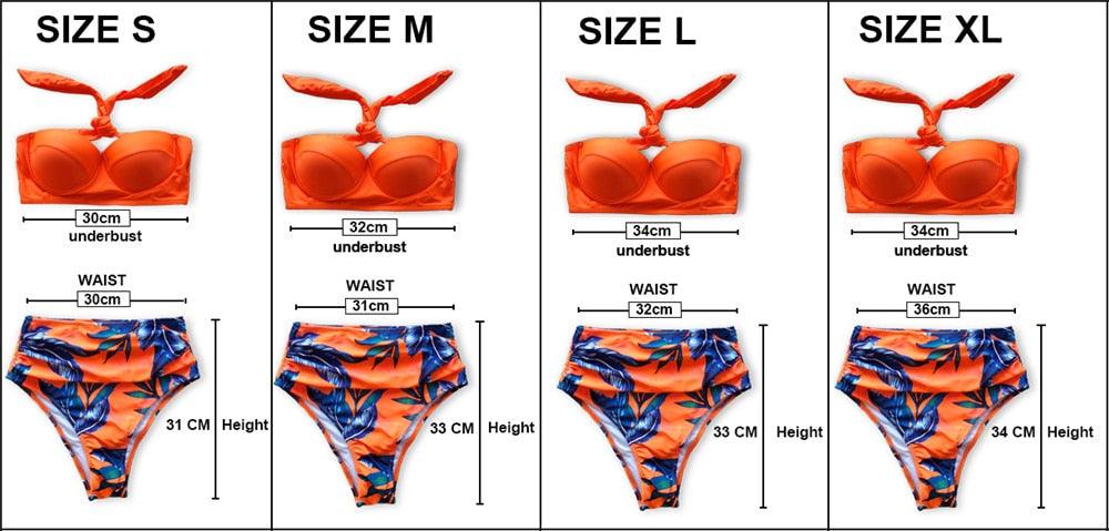 Ensemble de bikini floral feuille femme dos nu taille haute deux pièces maillot de bain de plage maillot de bain femme bikini à volants bandage taille haute bas maillot de bain deux pièces