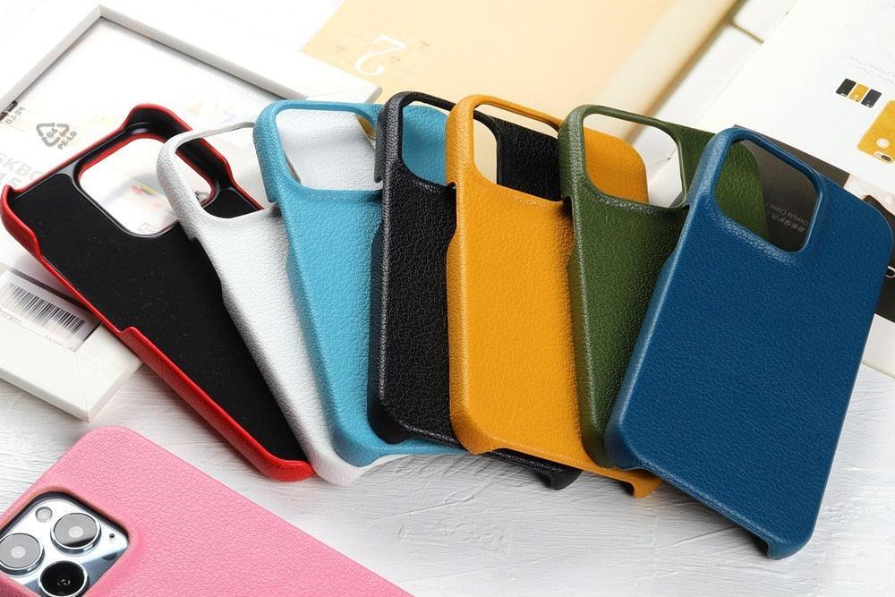 Étui en cuir pour iPhone 14 13 12 Pro Max 13 Mini 14 Coque arrière Simple Classique Qualité Antichoc Haute Protection Cuir Souple Poignée Coque arrière de téléphone pour iPhone