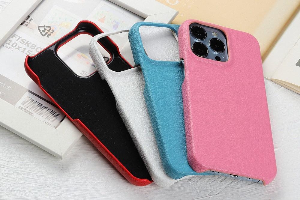 Étui en cuir pour iPhone 14 13 12 Pro Max 13 Mini 14 Coque arrière Simple Classique Qualité Antichoc Haute Protection Cuir Souple Poignée Coque arrière de téléphone pour iPhone