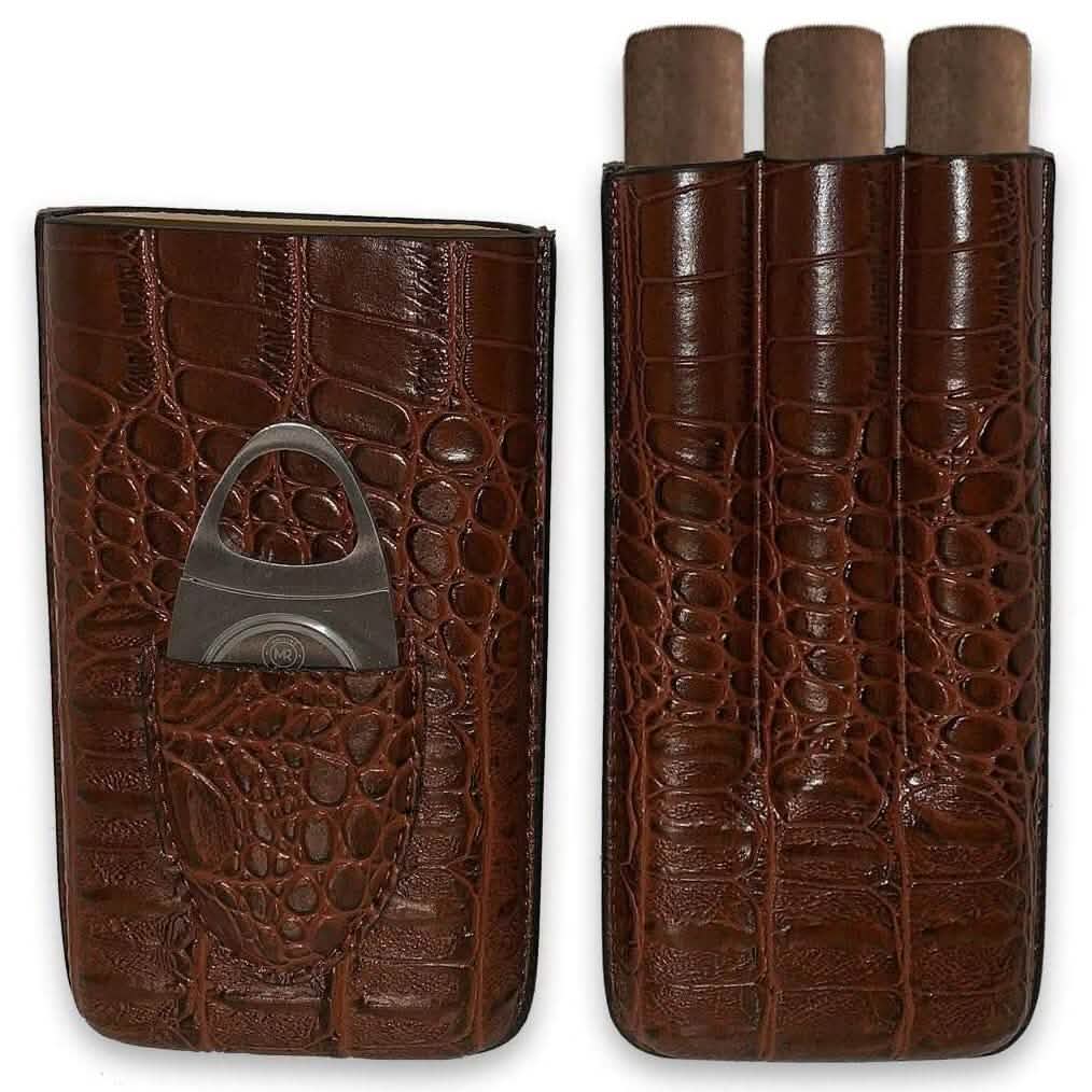 Étui à cigares en cuir Mulling Room avec coupe-cigare en acier inoxydable