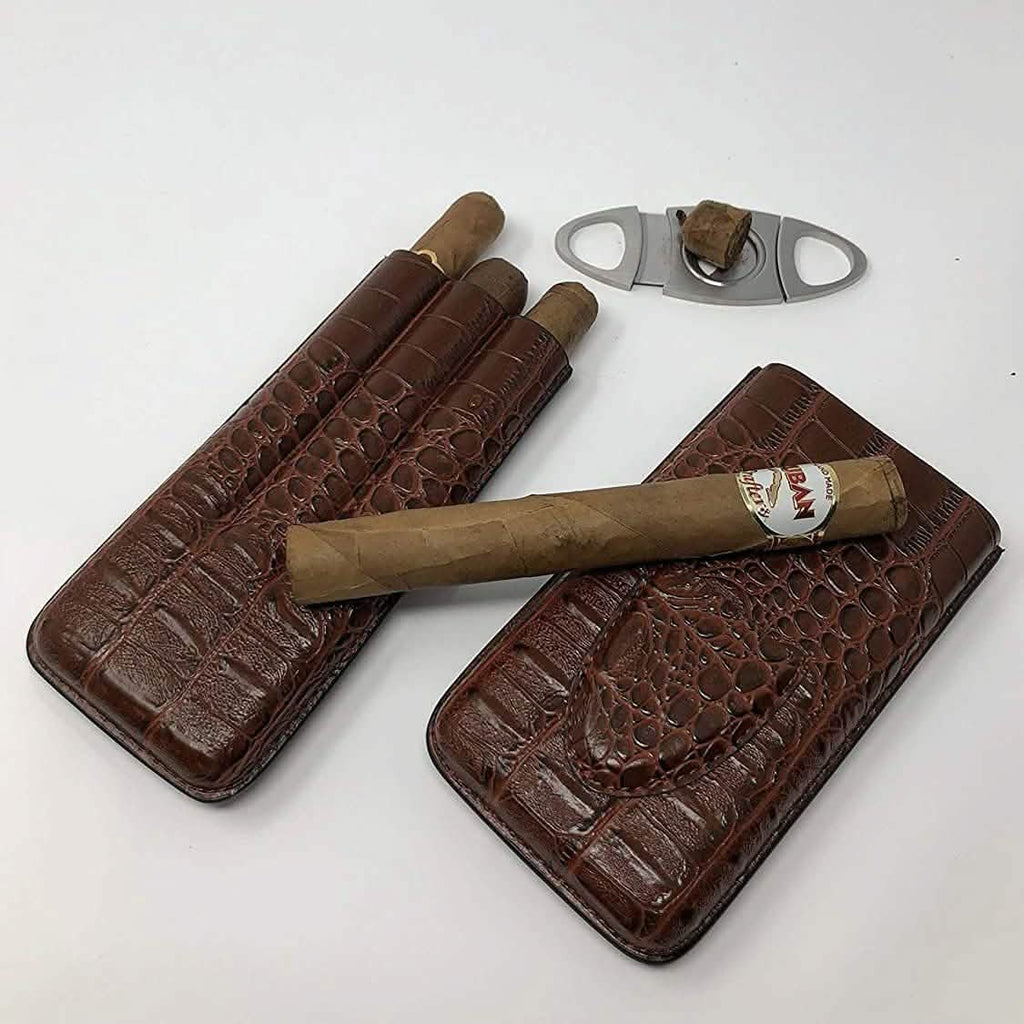 Étui à cigares en cuir Mulling Room avec coupe-cigare en acier inoxydable