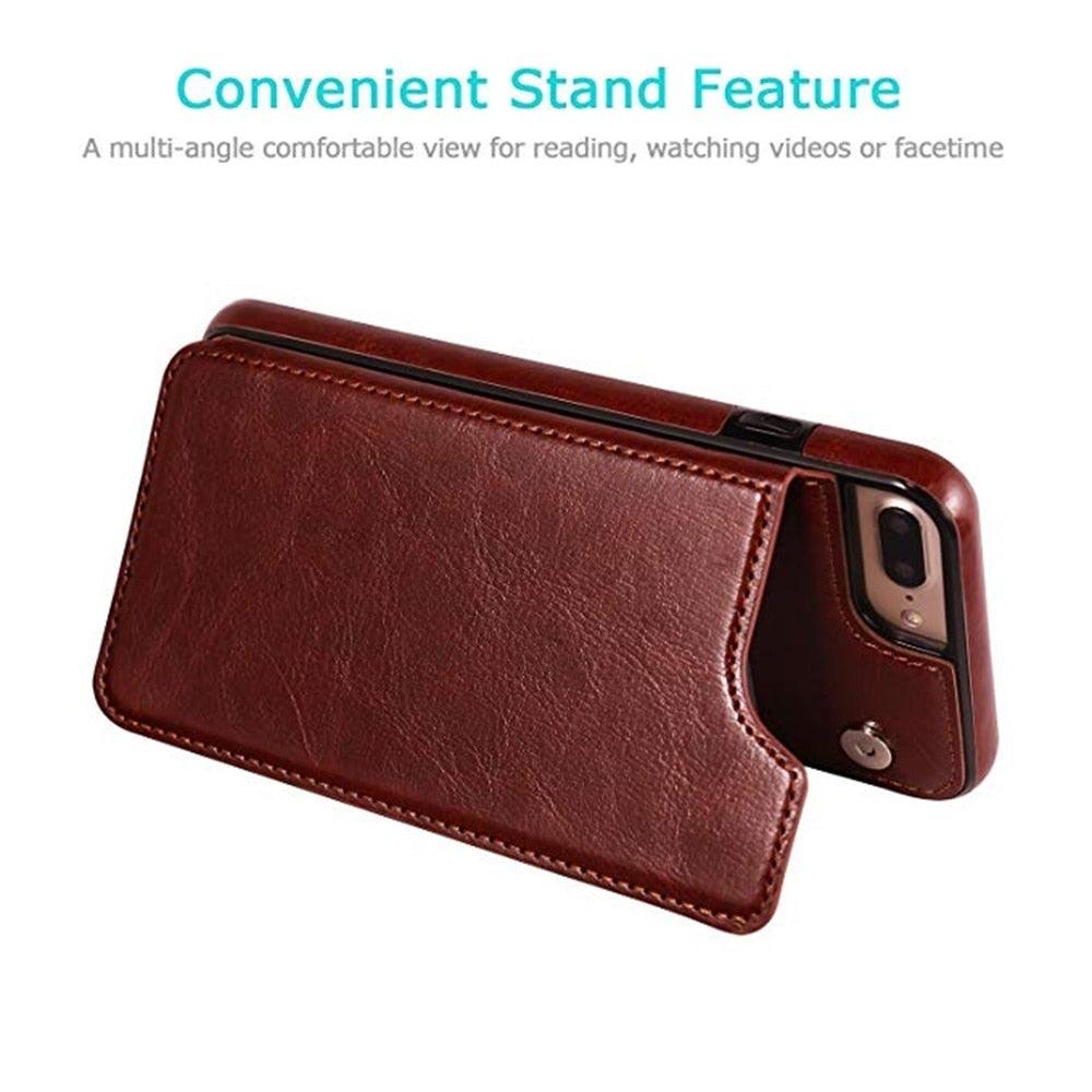 Étui portefeuille en cuir rétro avec porte-cartes pour iPhone 11 12 13 14 Pro Max Mini Housse portefeuille en cuir PU pour iPhone 11