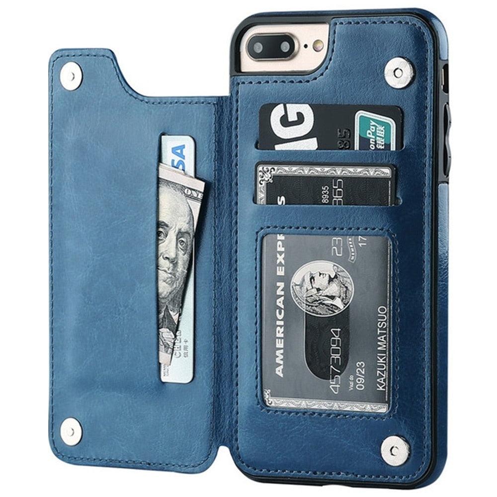 Étui portefeuille en cuir rétro avec porte-cartes pour iPhone 11 12 13 14 Pro Max Mini Housse portefeuille en cuir PU pour iPhone 11