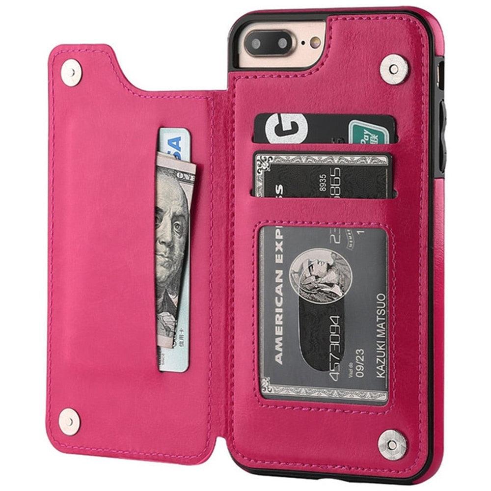 Étui portefeuille en cuir rétro avec porte-cartes pour iPhone 11 12 13 14 Pro Max Mini Housse portefeuille en cuir PU pour iPhone 11
