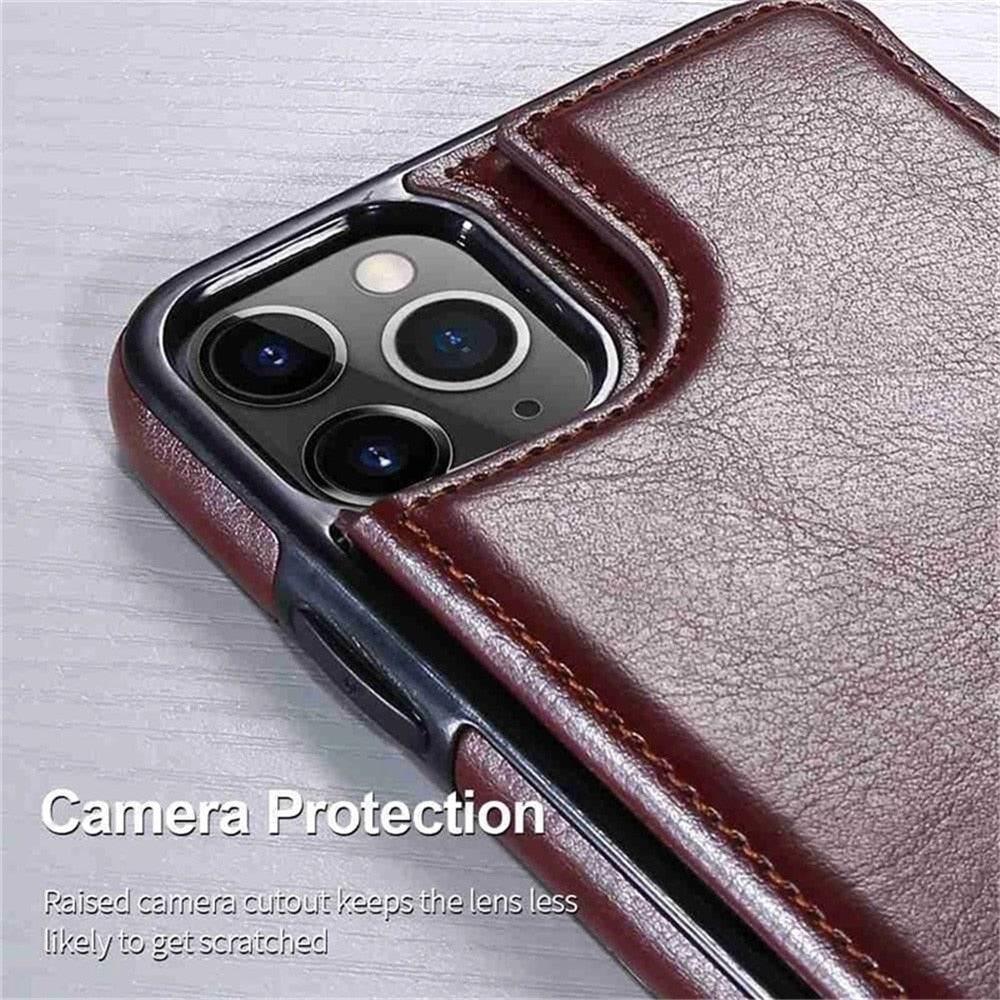 Étui portefeuille en cuir rétro avec porte-cartes pour iPhone 11 12 13 14 Pro Max Mini Housse portefeuille en cuir PU pour iPhone 11
