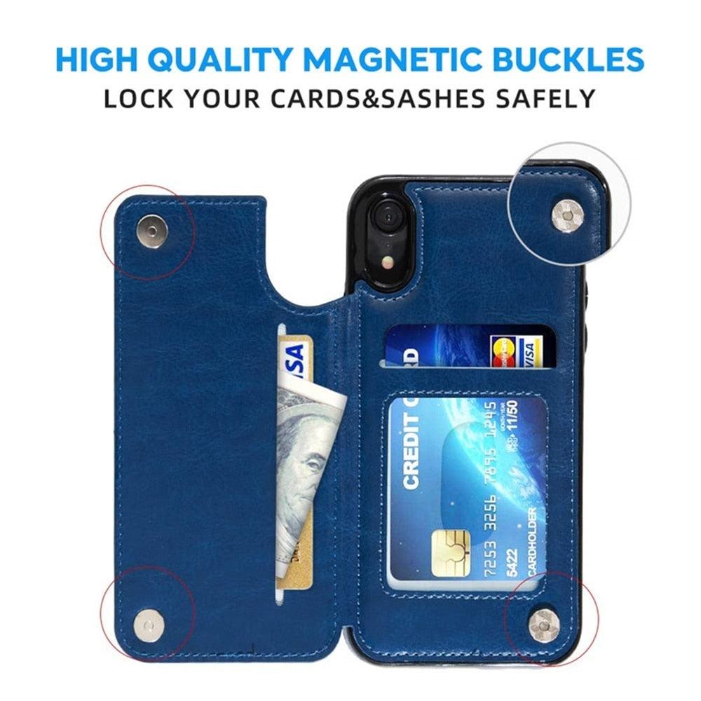 Étui portefeuille en cuir rétro avec porte-cartes pour iPhone 11 12 13 14 Pro Max Mini Housse portefeuille en cuir PU pour iPhone 11