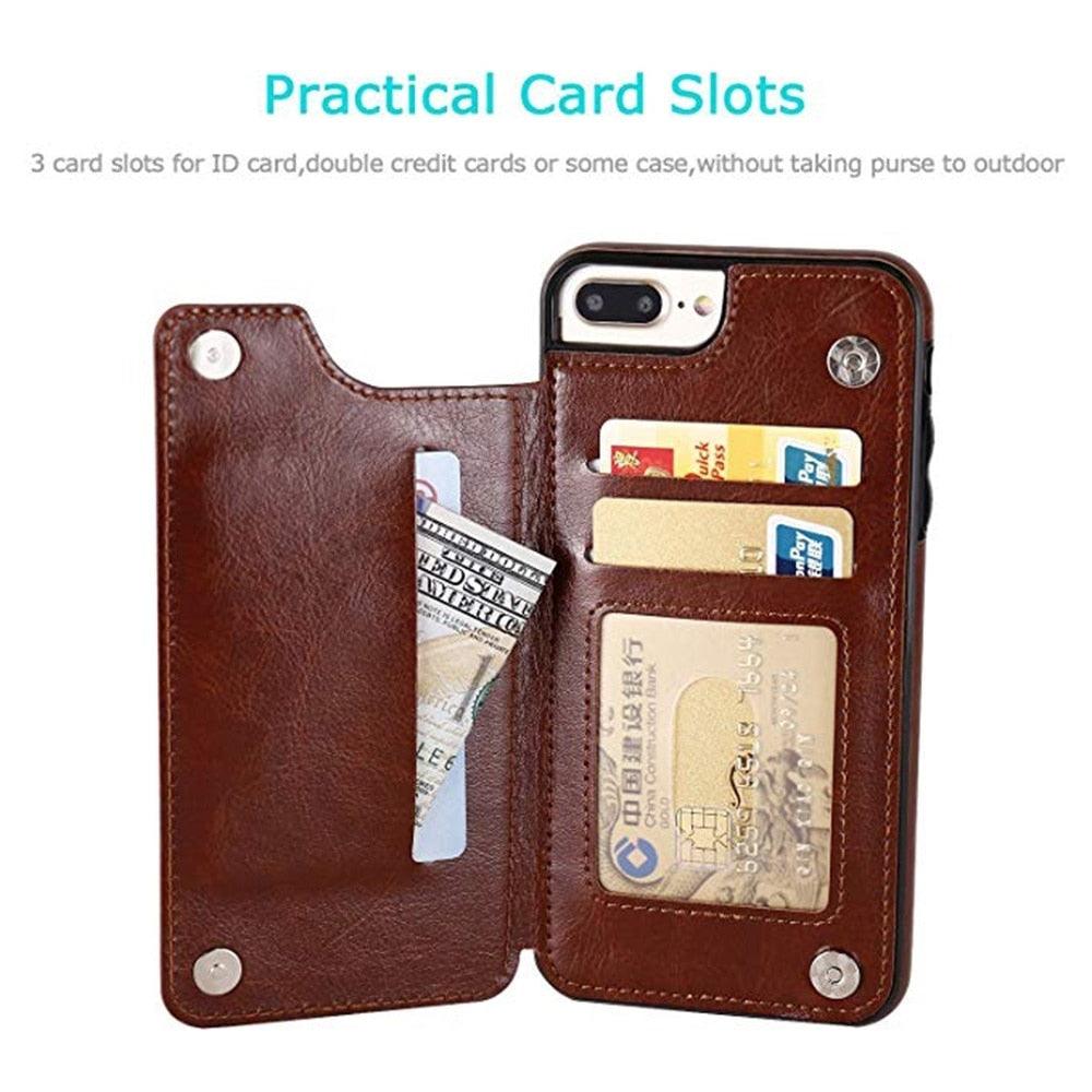 Étui portefeuille en cuir rétro avec porte-cartes pour iPhone 11 12 13 14 Pro Max Mini Housse portefeuille en cuir PU pour iPhone 11