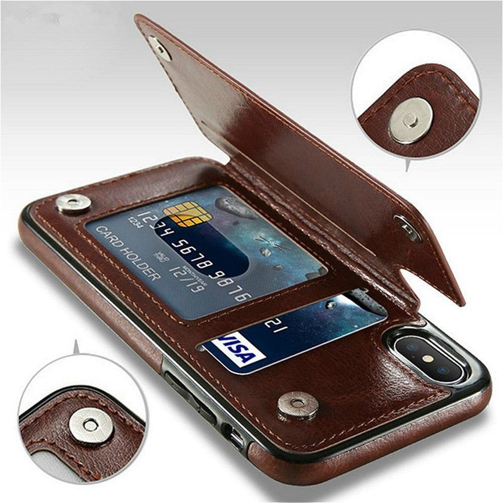 Étui portefeuille en cuir rétro avec porte-cartes pour iPhone 11 12 13 14 Pro Max Mini Housse portefeuille en cuir PU pour iPhone 11