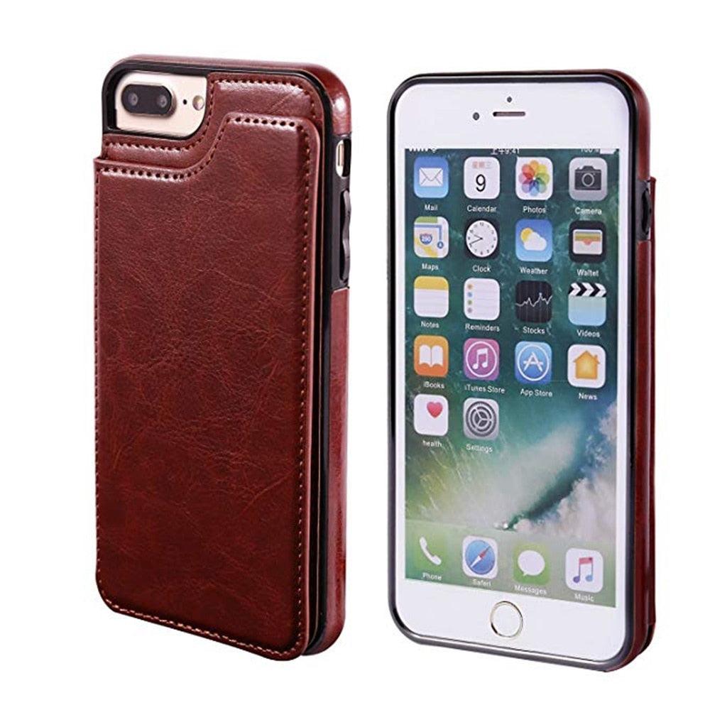Étui portefeuille en cuir rétro avec porte-cartes pour iPhone 11 12 13 14 Pro Max Mini Housse portefeuille en cuir PU pour iPhone 11