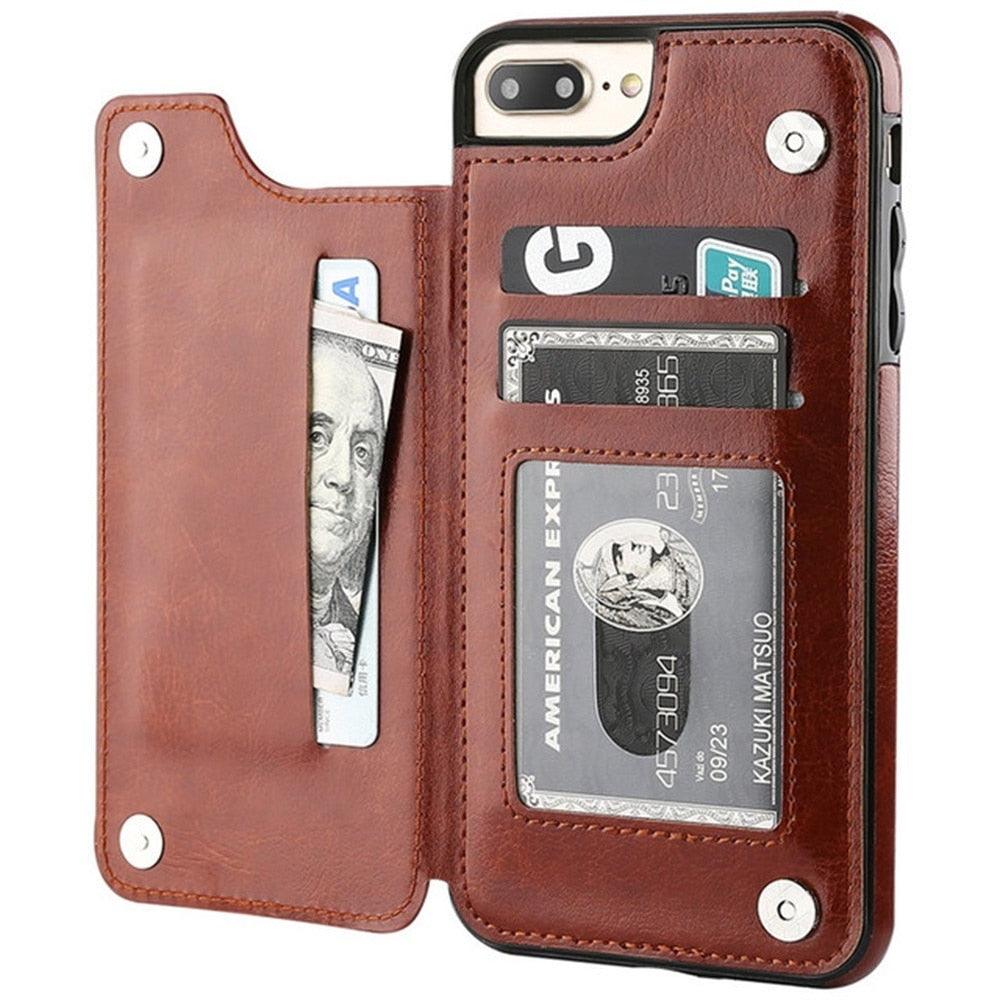Étui portefeuille en cuir rétro avec porte-cartes pour iPhone 11 12 13 14 Pro Max Mini Housse portefeuille en cuir PU pour iPhone 11