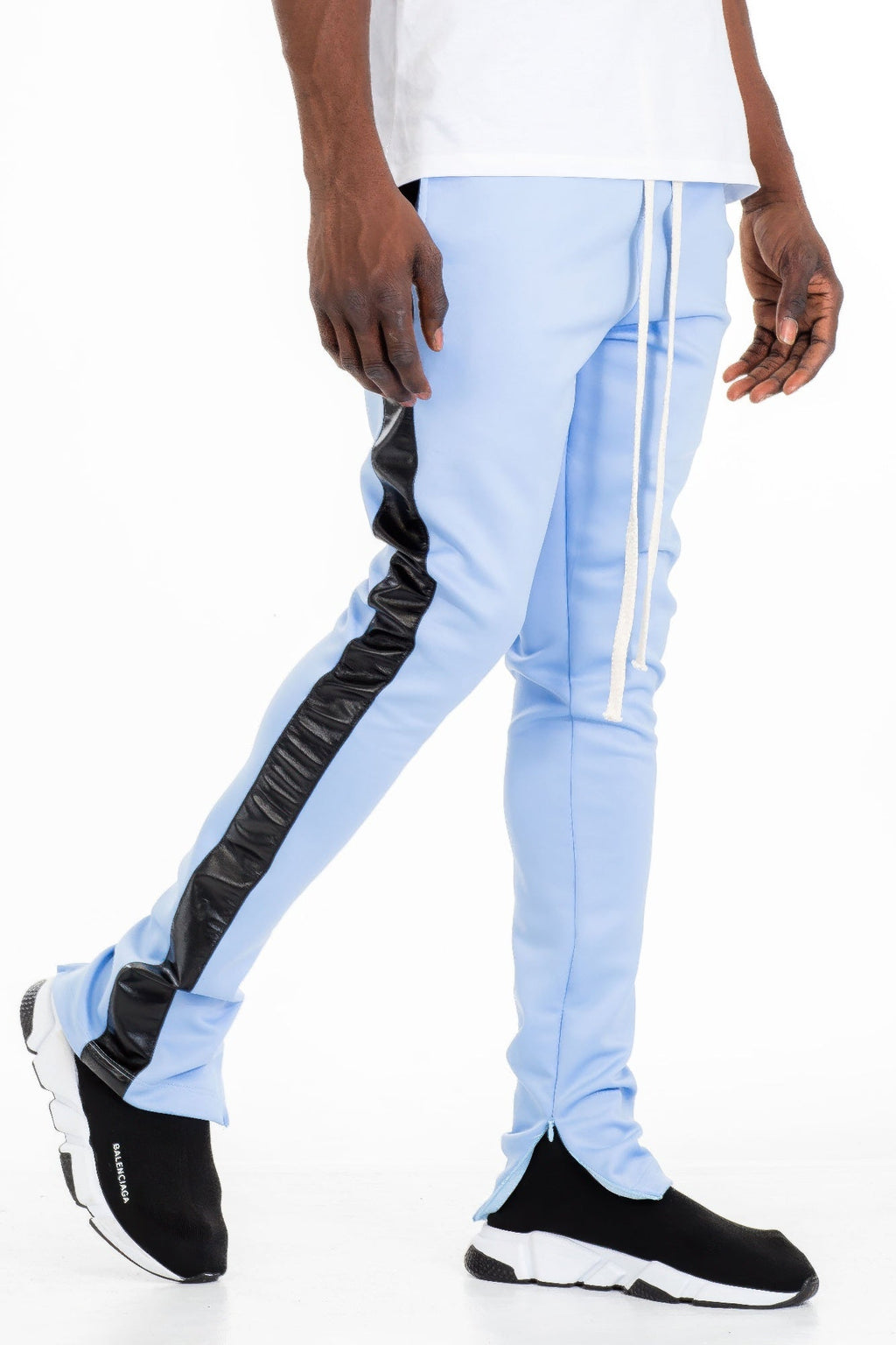 Pantalon de jogging en cuir avec bandes latérales