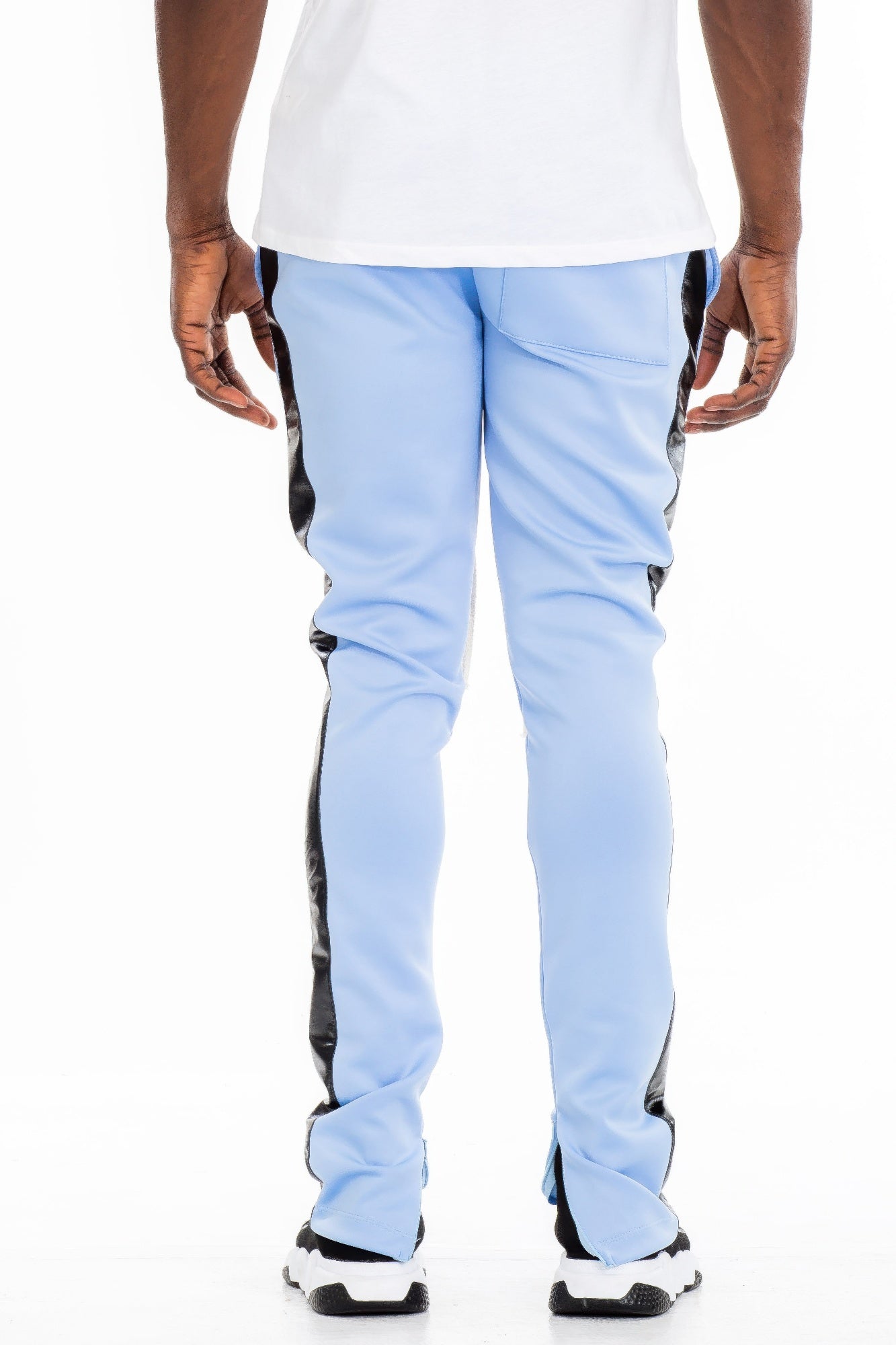 Pantalon de jogging en cuir avec bandes latérales