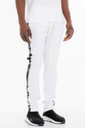 Pantalon de jogging en cuir avec bandes latérales