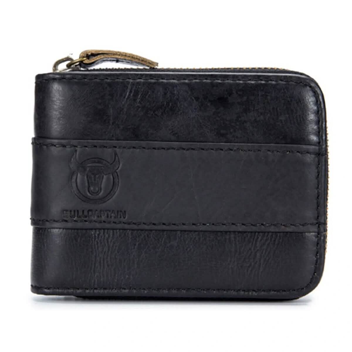 Portefeuille homme en cuir anti-magnétique à trois volets, 11 emplacements pour cartes, style vintage