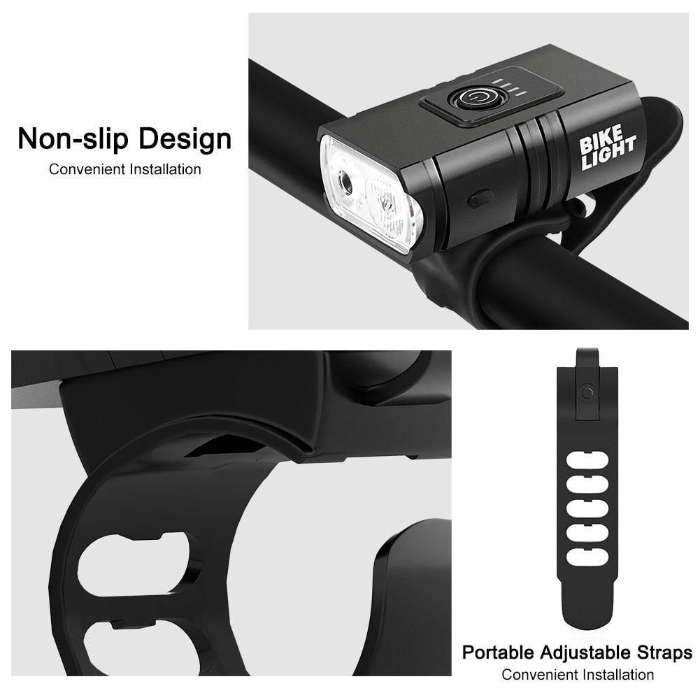 Phare de vélo LED avant rechargeable USB 1000 lumens Lampe avant de vélo Phare de vélo de montagne Luminosité et lampe de poche réglables avec étanchéité IPX5 et batterie grande capacité