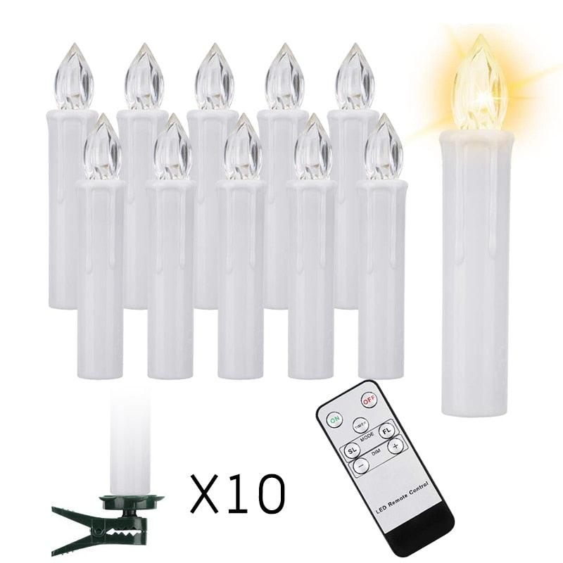 Bougies LED Sans Flamme Télécommande Pour Dîner Fête Maison Arbre de Noël Bougies LED Coniques Sans Flamme Scintillantes avec Télécommande Minuteur Piles Étanche Bougies d'Arbre de Noël Bougies de Fenêtre Blanc Chaud Lumière de Décoration Nouvel An