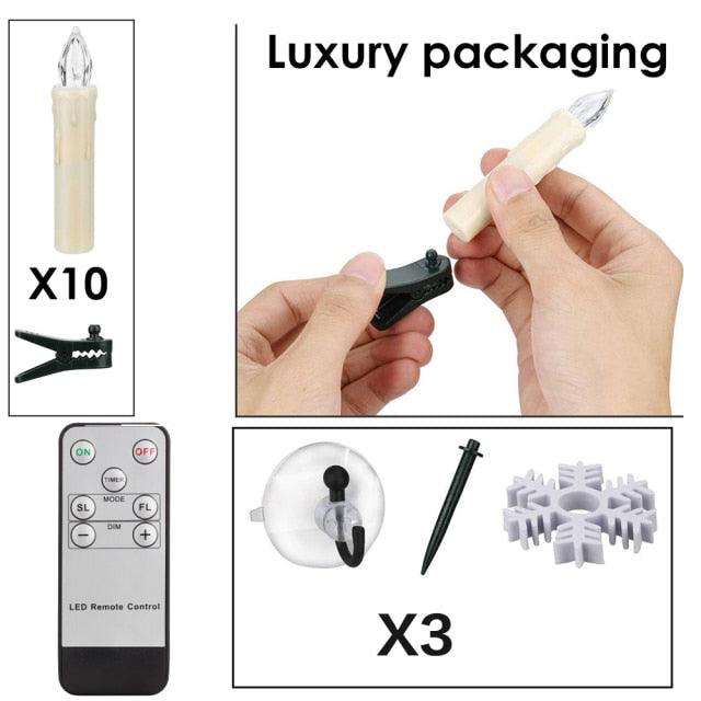 Bougies LED Sans Flamme Télécommande Pour Dîner Fête Maison Arbre de Noël Bougies LED Coniques Sans Flamme Scintillantes avec Télécommande Minuteur Piles Étanche Bougies d'Arbre de Noël Bougies de Fenêtre Blanc Chaud Lumière de Décoration Nouvel An