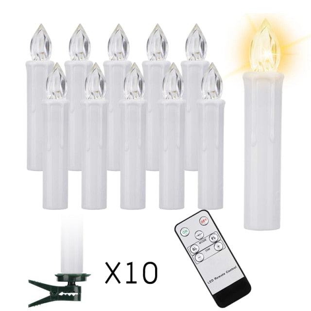 Bougies LED Sans Flamme Télécommande Pour Dîner Fête Maison Arbre de Noël Bougies LED Coniques Sans Flamme Scintillantes avec Télécommande Minuteur Piles Étanche Bougies d'Arbre de Noël Bougies de Fenêtre Blanc Chaud Lumière de Décoration Nouvel An