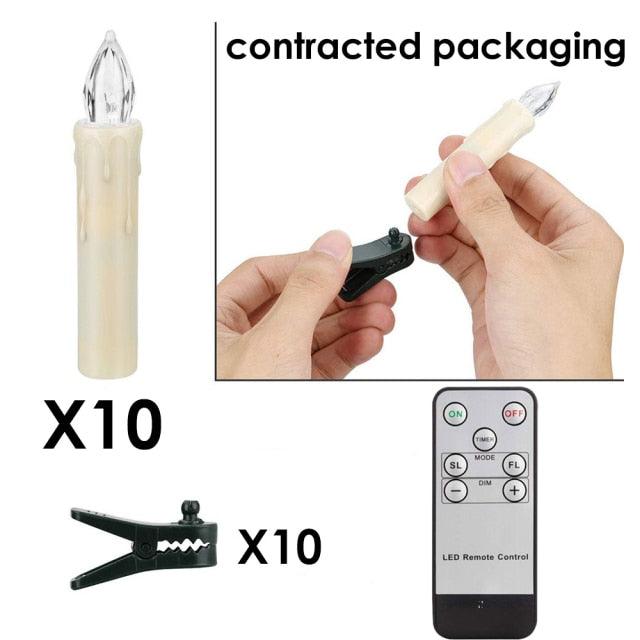Bougies LED Sans Flamme Télécommande Pour Dîner Fête Maison Arbre de Noël Bougies LED Coniques Sans Flamme Scintillantes avec Télécommande Minuteur Piles Étanche Bougies d'Arbre de Noël Bougies de Fenêtre Blanc Chaud Lumière de Décoration Nouvel An
