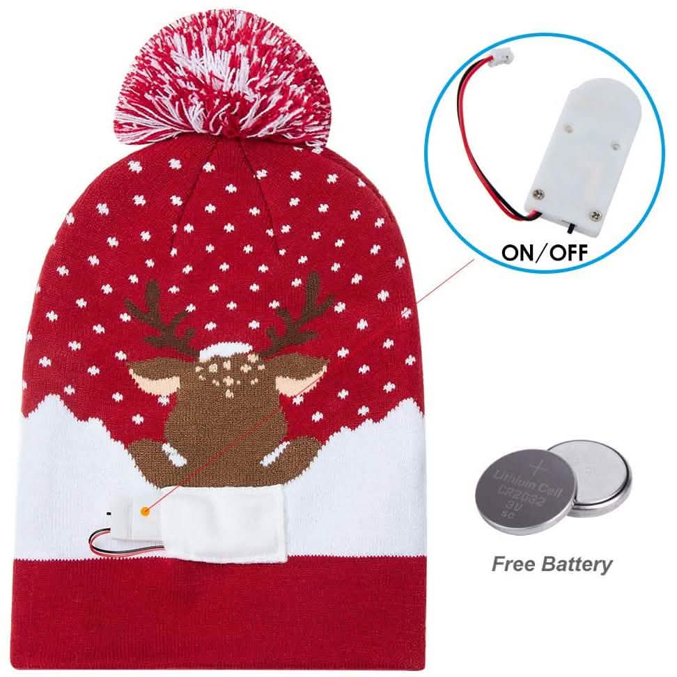 Bonnet de Noël tricoté à LED