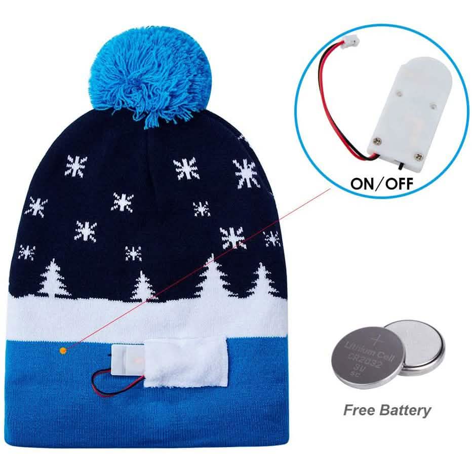 Bonnet de Noël tricoté à LED