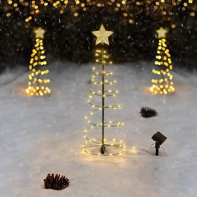 Guirlande lumineuse solaire d'extérieur en forme de sapin de Noël à LED