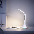 Lampe de bureau LED pliable, intensité variable, tactile, rechargeable avec calendrier, température, réveil. Lampe de table décorative, lampes d'étude mignonnes pour décoration de chambre à coucher.