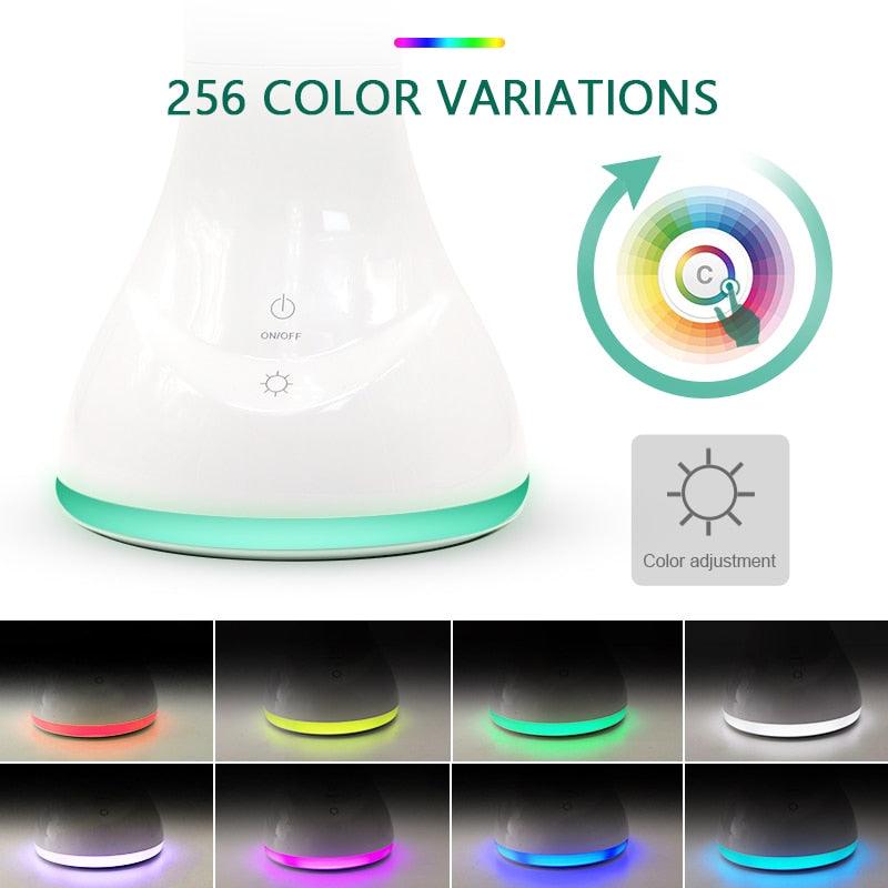 Lampe de bureau LED pliable, intensité variable, tactile, rechargeable avec calendrier, température, réveil. Lampe de table décorative, lampes d'étude mignonnes pour décoration de chambre à coucher.