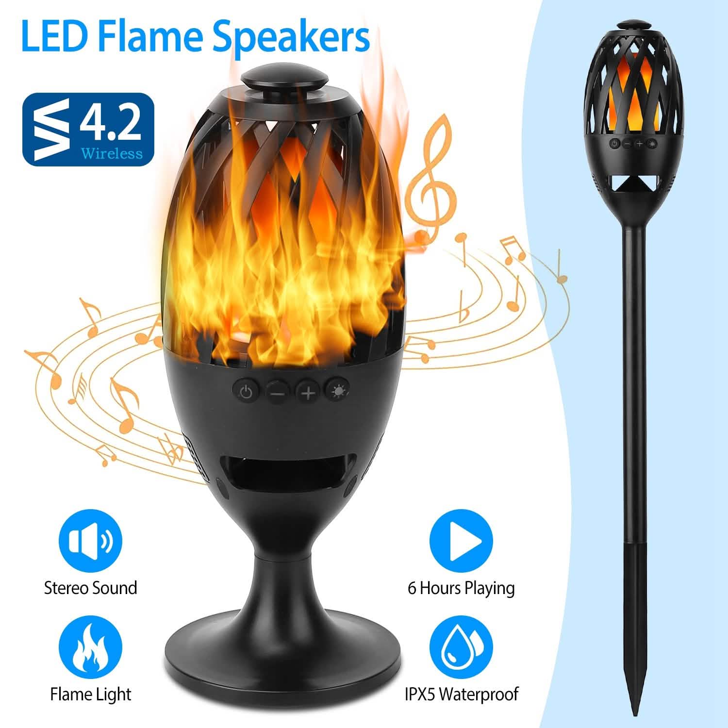 Torche Enceinte LED Effet Flamme