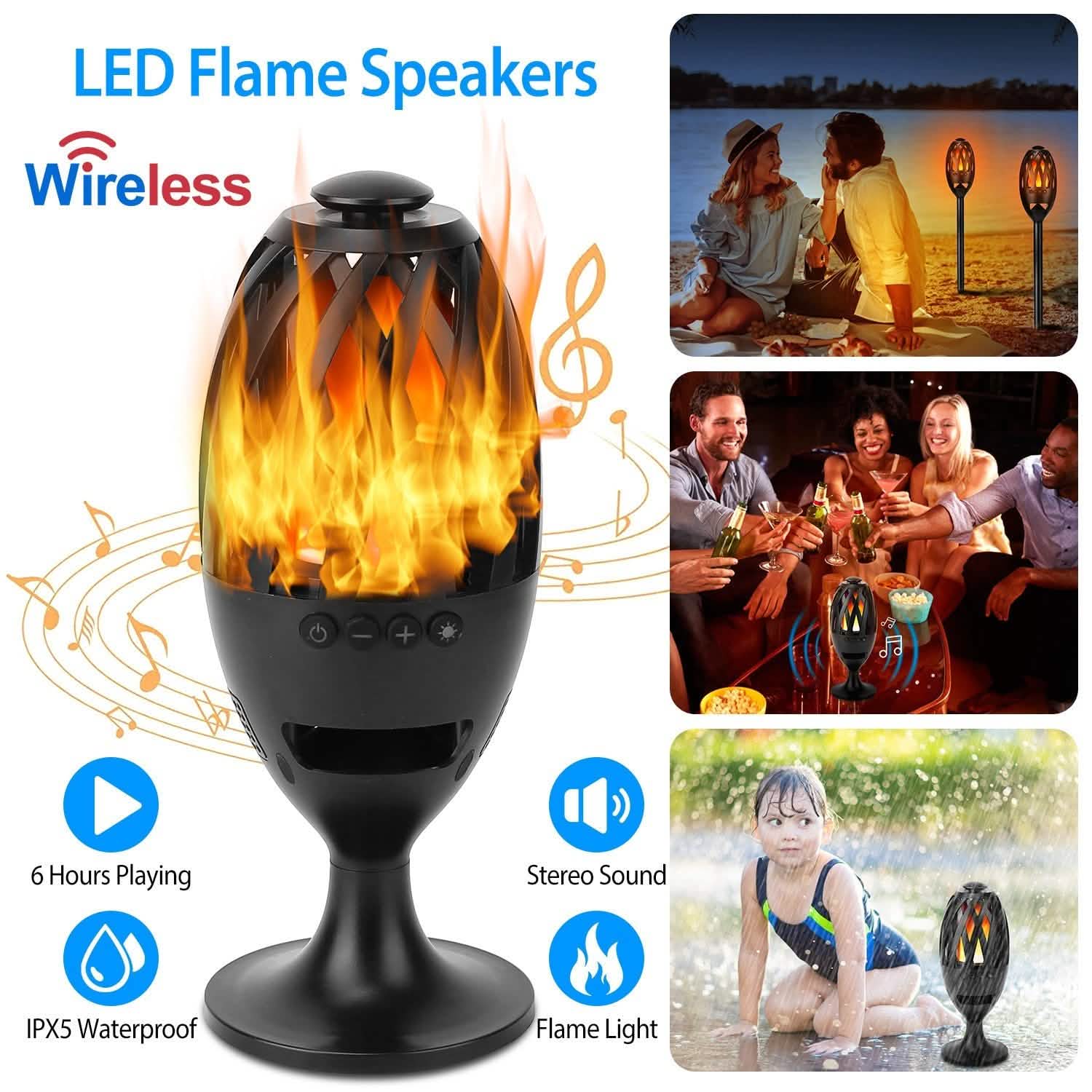 Torche Enceinte LED Effet Flamme