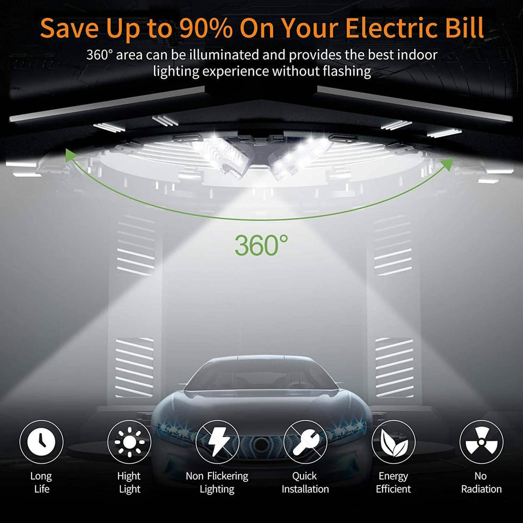 Plafonnier de garage à LED 360°, 576 LED