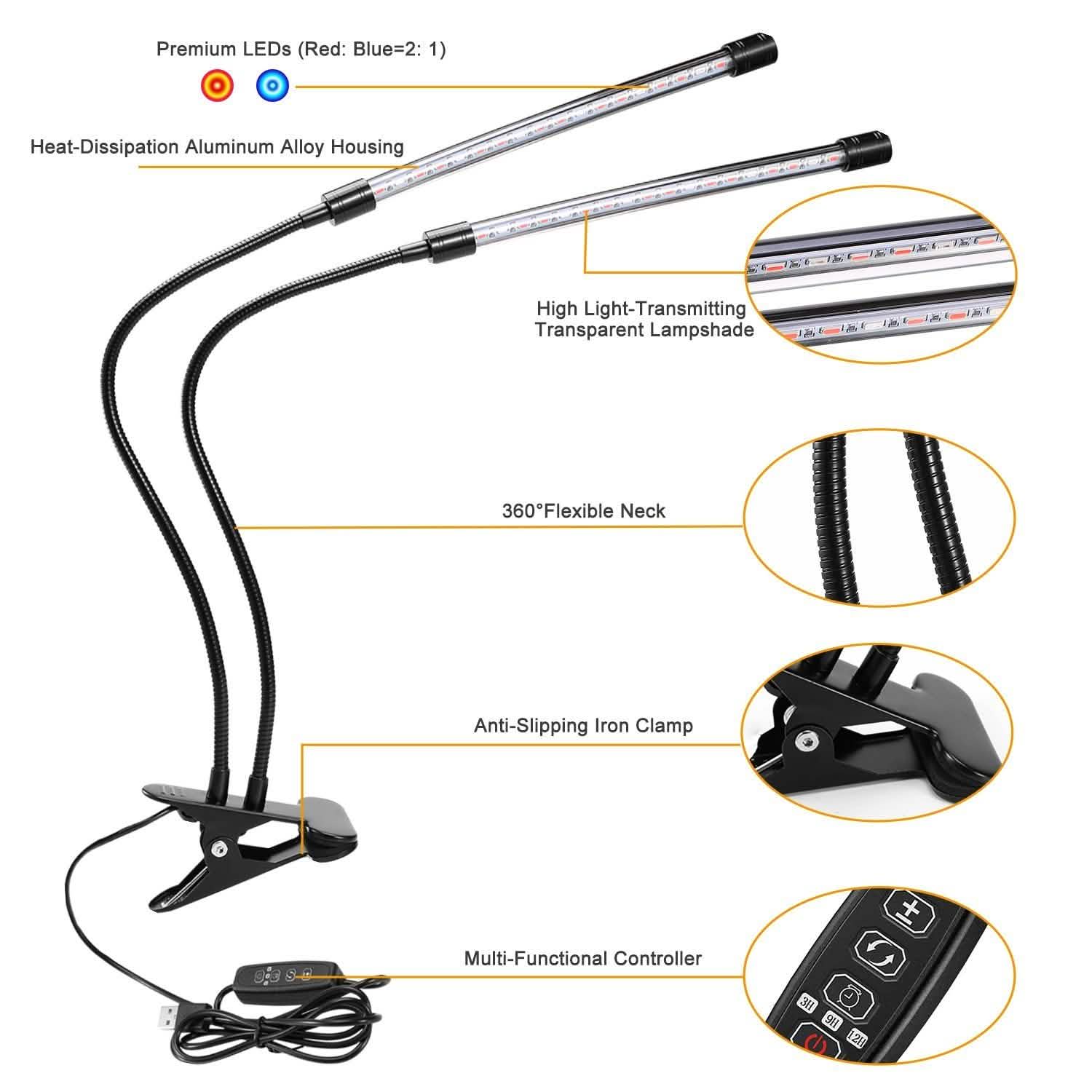 Lampe de croissance à LED à double tête