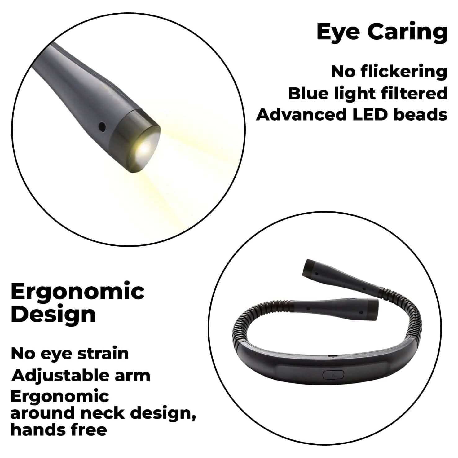 Lampe frontale LED mains libres pour le cou