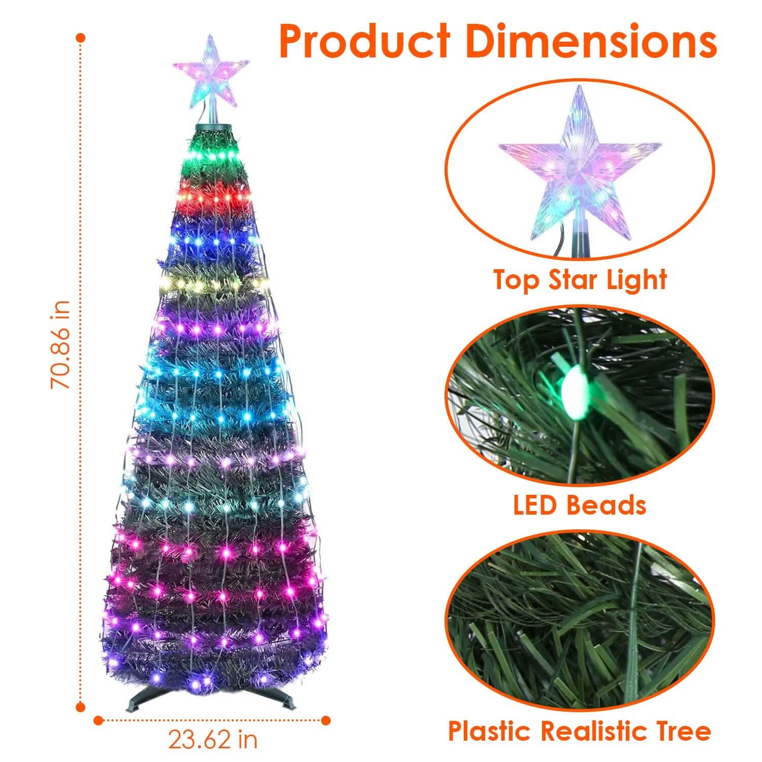 Guirlande lumineuse LED pour sapin de Noël pliable avec télécommande et contrôle via application