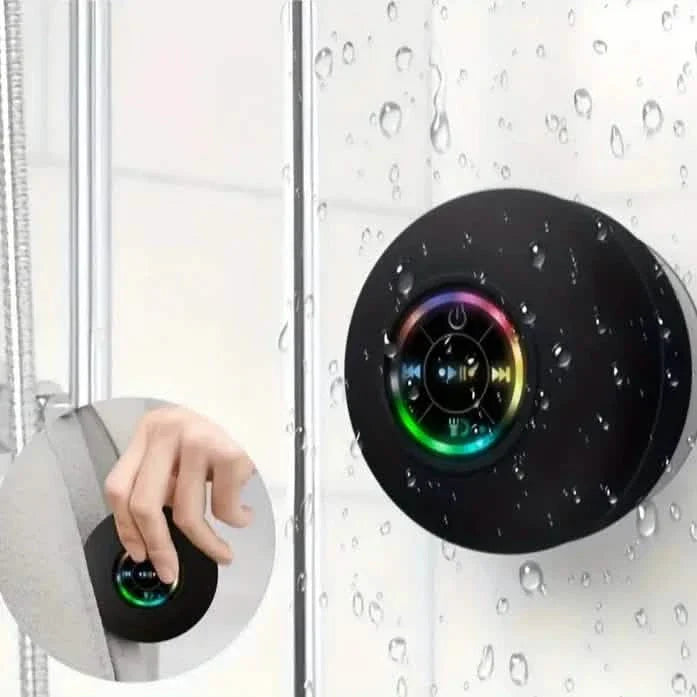 Enceinte de salle de bain portable sans fil rechargeable à LED avec ventouse