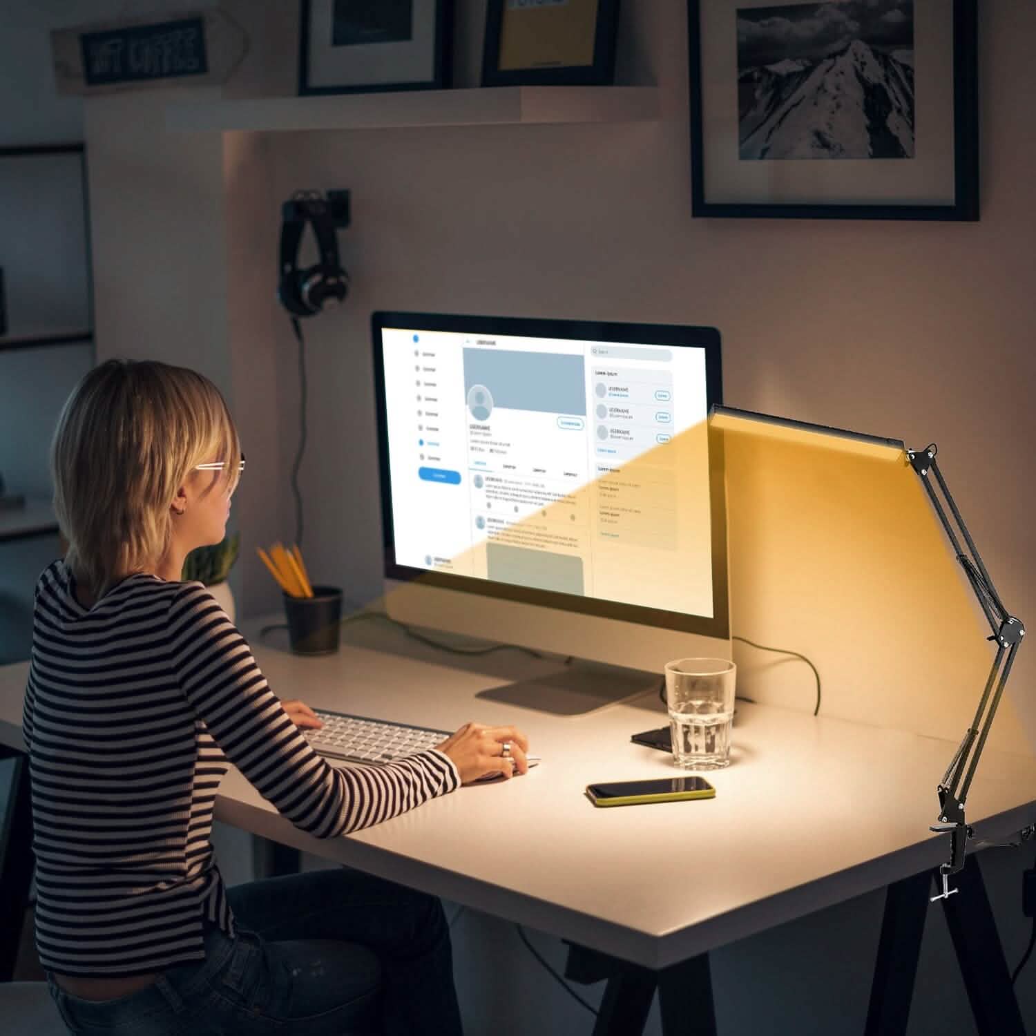 Lampe de lecture à LED avec pince Bras pivotant réglable