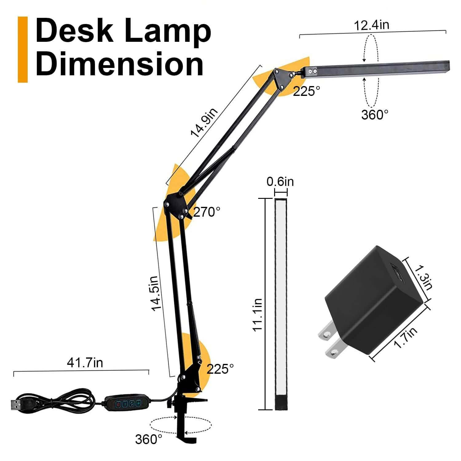Lampe de lecture à LED avec pince Bras pivotant réglable