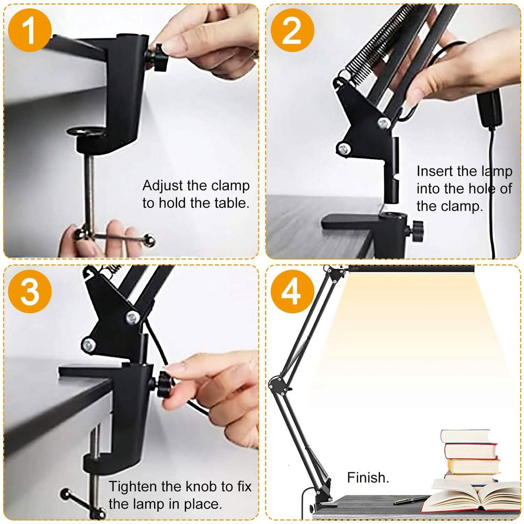 Lampe de lecture à LED avec pince Bras pivotant réglable