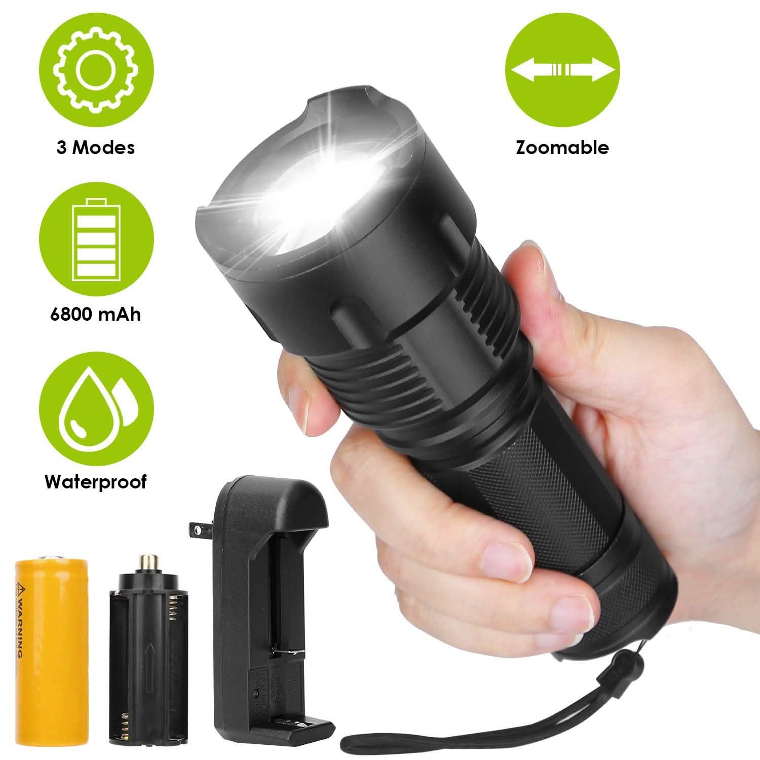 Lampe de poche LED rechargeable et zoomable