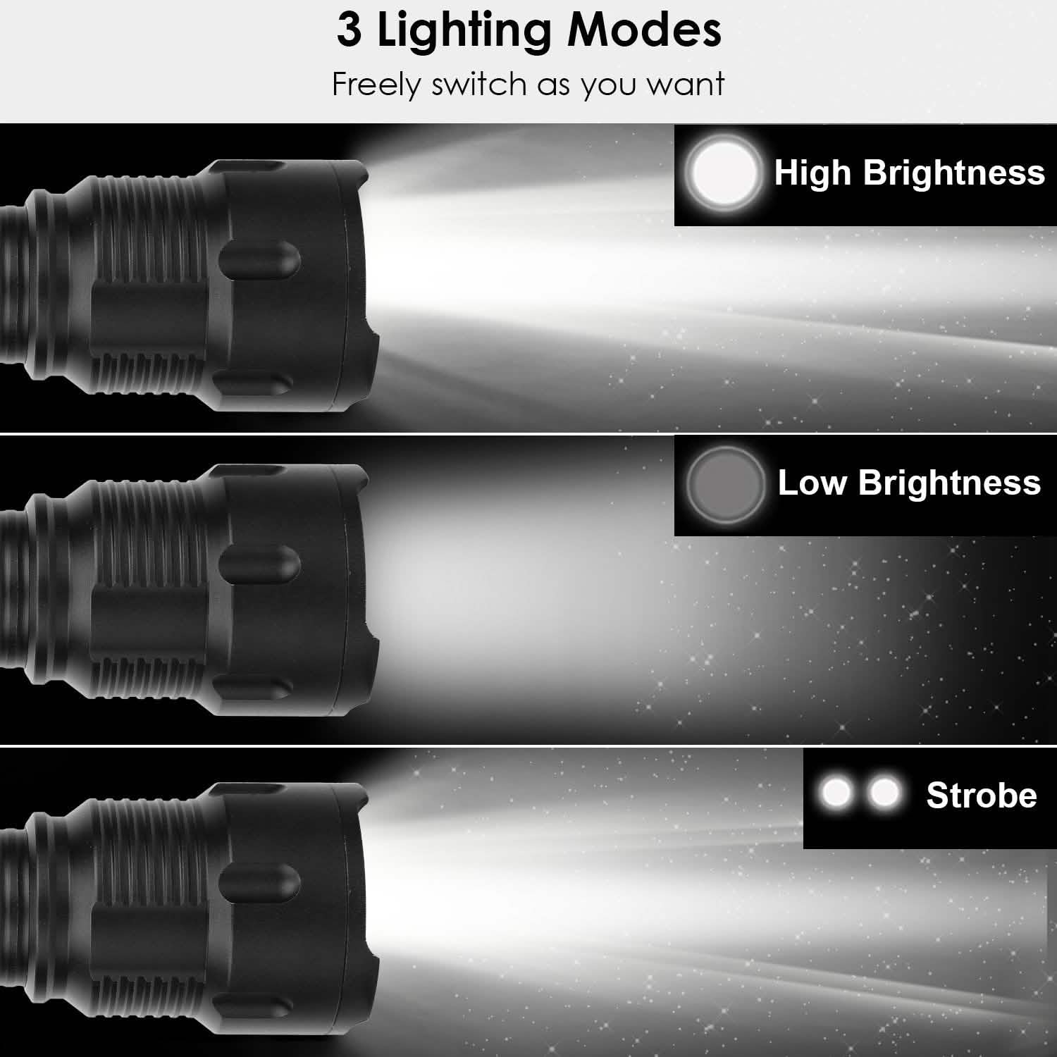 Lampe de poche LED rechargeable et zoomable