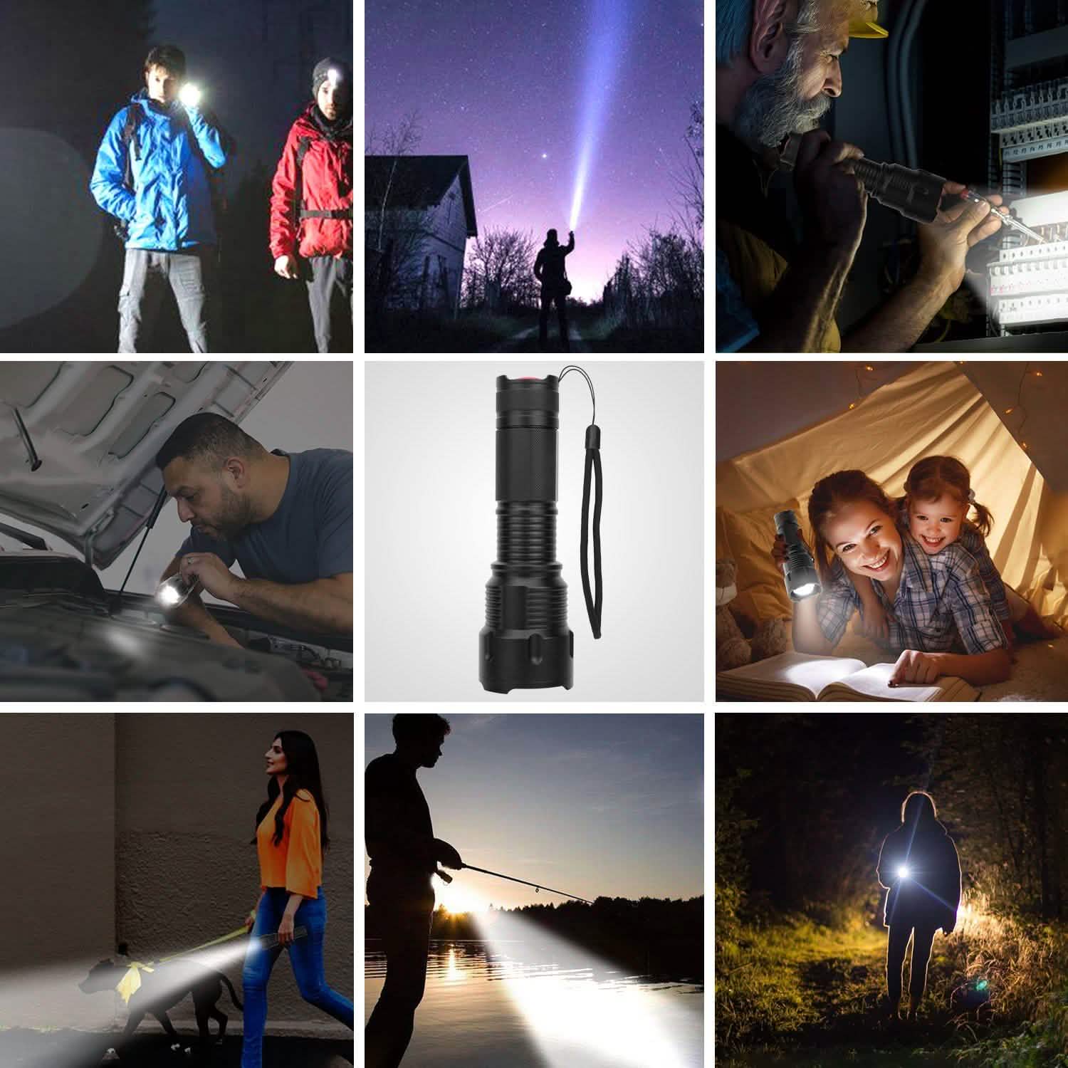 Lampe de poche LED rechargeable et zoomable