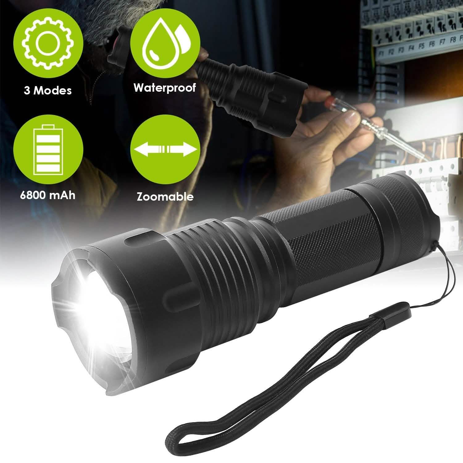 Lampe de poche LED rechargeable et zoomable