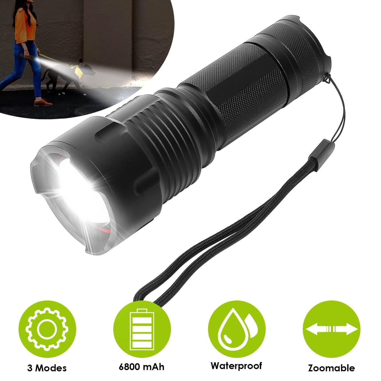 Lampe de poche LED rechargeable et zoomable