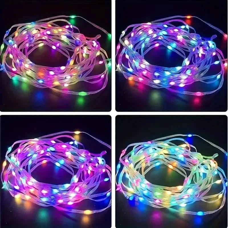 Guirlande lumineuse LED d'extérieur, avec télécommande RVB et 200 LED