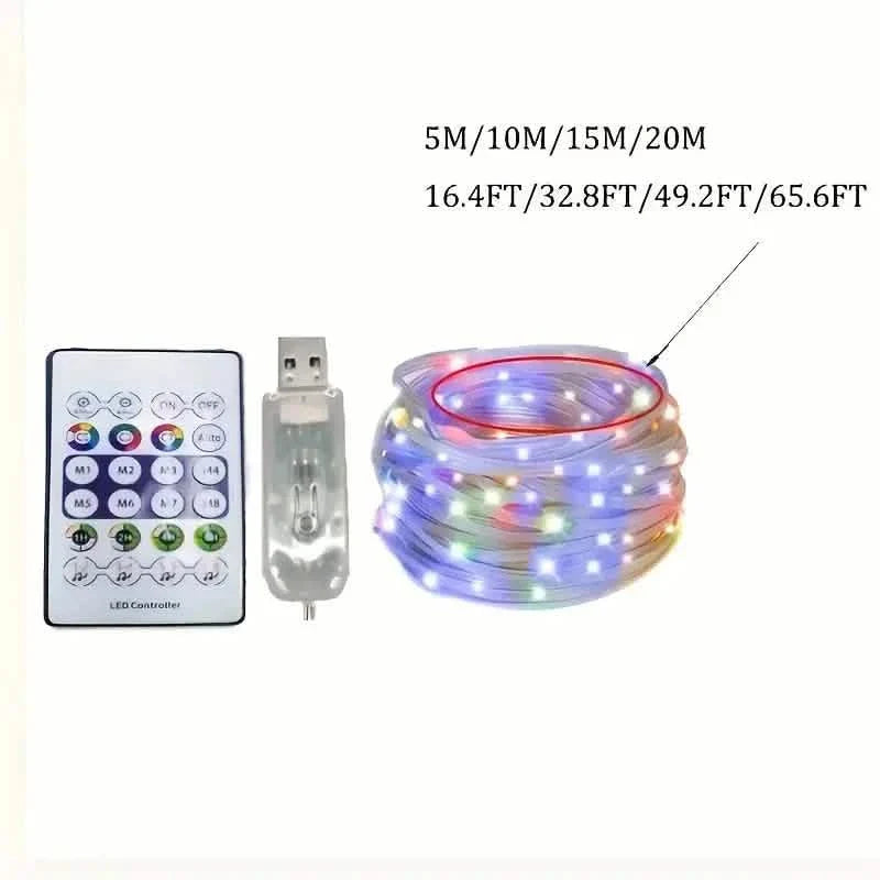 Guirlande lumineuse LED d'extérieur, avec télécommande RVB et 200 LED