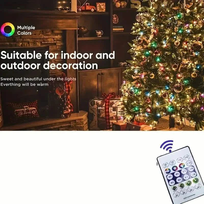 Guirlande lumineuse LED d'extérieur, avec télécommande RVB et 200 LED