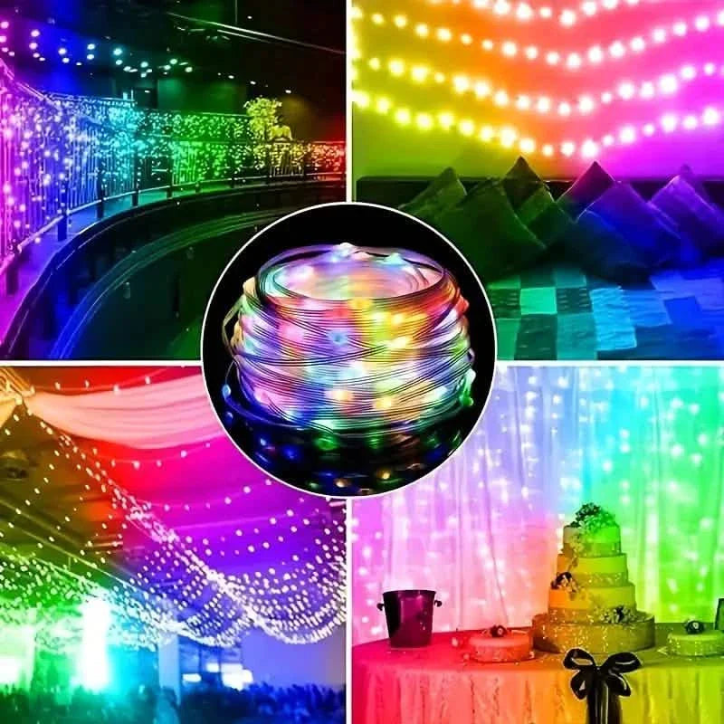 Guirlande lumineuse LED d'extérieur, avec télécommande RVB et 200 LED