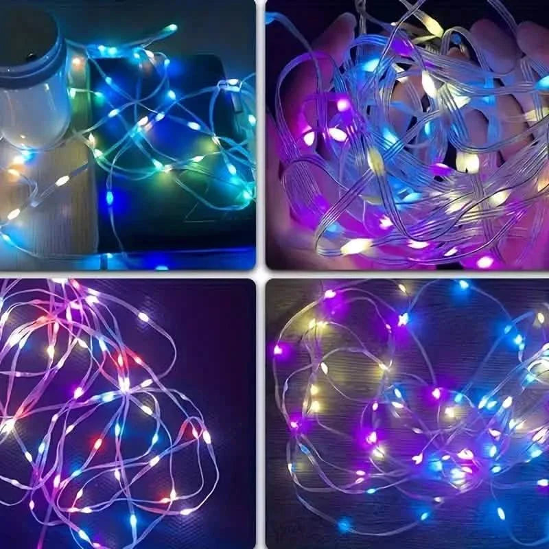 Guirlande lumineuse LED d'extérieur, avec télécommande RVB et 200 LED