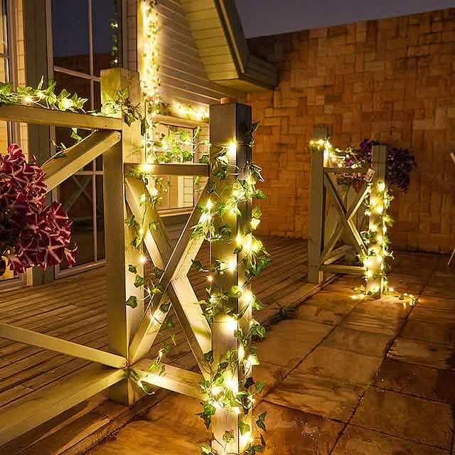 Guirlande Lumineuse Solaire LED Feuilles de Lierre